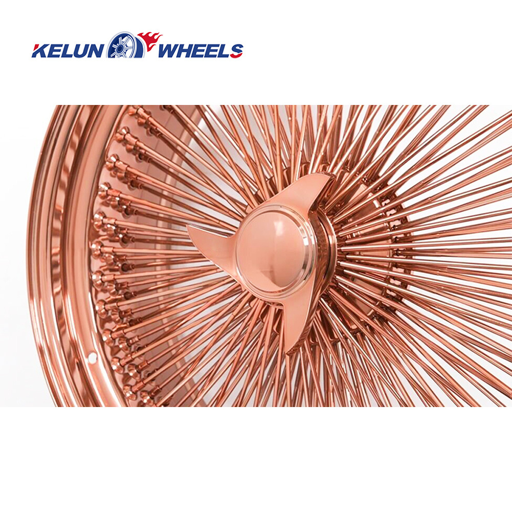 rose gold 18 20 22 24 26 Knock off style wire wheel pcd 5*114.3 adapter spoke rims