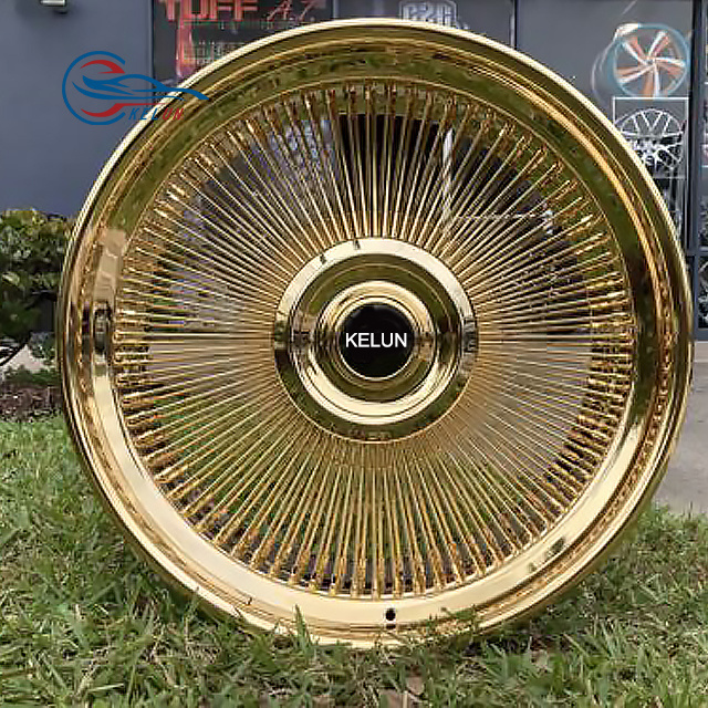 20 22 24 26 28 Inch Rims Spoke  Wheels Gold Forged  Wheel Aluminum Custom Alloy gold wire wheels