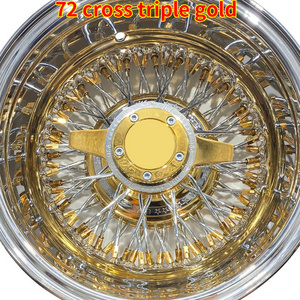 Lowrider All Gold Wire Wheel 14 x 7 Reverse  Cross Lace With 72 Cross Spoke Wheels