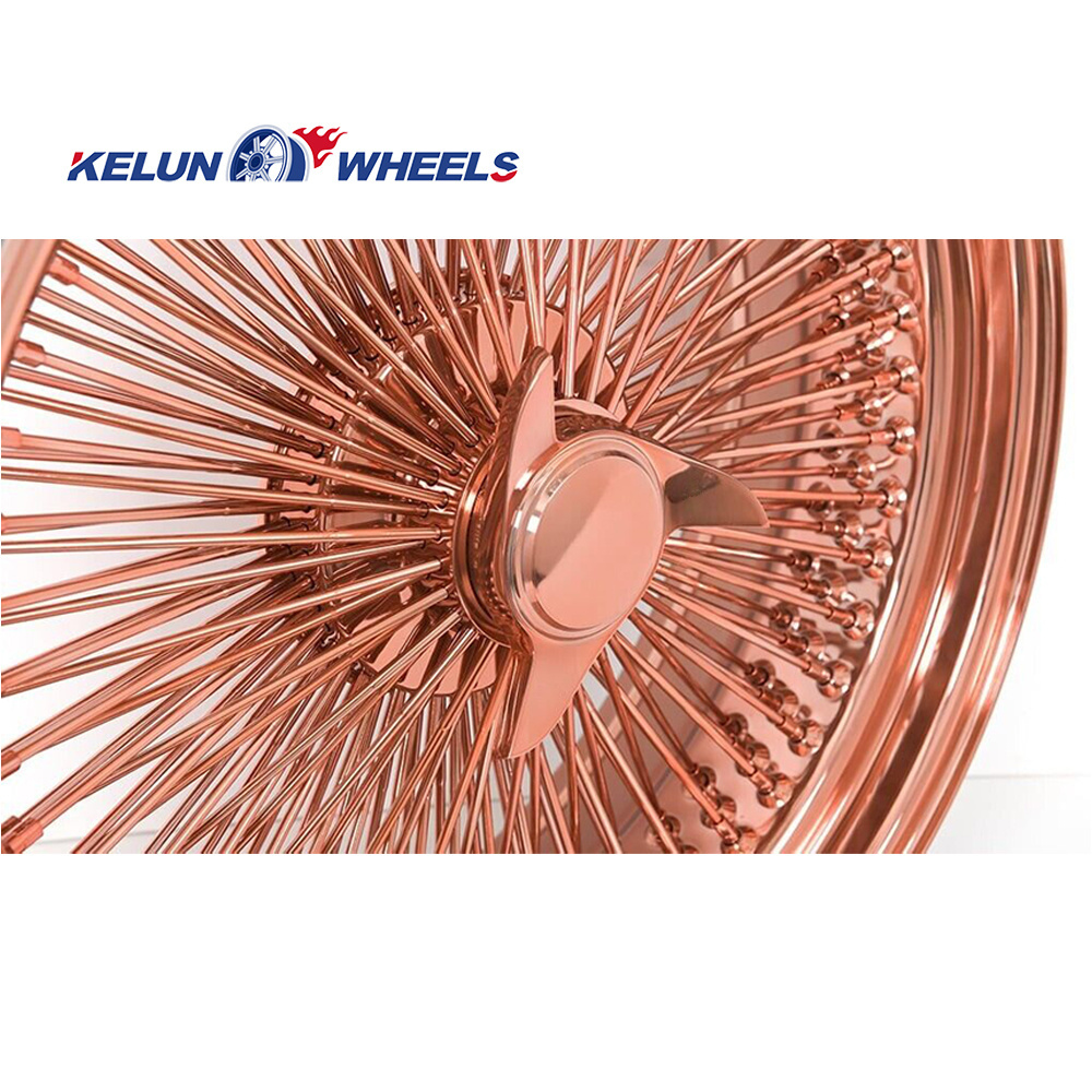 rose gold 18 20 22 24 26 Knock off style wire wheel pcd 5*114.3 adapter spoke rims