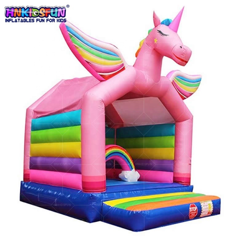 Hot sale unicorn inflatable mini combo bouncer commercial air jumping kids bouncy castle