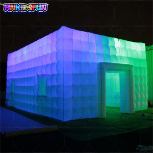 20ft giant custom portable black inflatable nightclub cube party bar tent with led lighting night club for disco wedding event