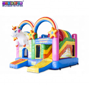 Hot sale unicorn inflatable mini combo bouncer commercial air jumping kids bouncy castle