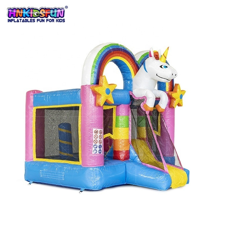 Hot sale unicorn inflatable mini combo bouncer commercial air jumping kids bouncy castle