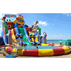 Outdoor Ground Inflatable Water Park With Big Swimming Pool And Inflatable Slides / Land Inflatable Aqua Park Fun Amusement Park