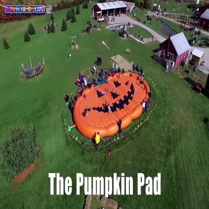 Custom Halloween Farm Use Large inflatable pumpkin bounce pad/ inflatable jump pad bouncer/ jump pillow for kids