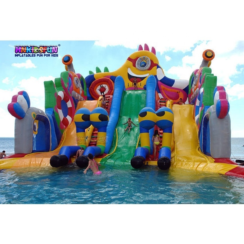 Outdoor Ground Inflatable Water Park With Big Swimming Pool And Inflatable Slides / Land Inflatable Aqua Park Fun Amusement Park