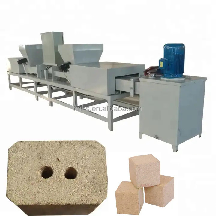 Electric hot press machine wood pallet block production line/Wooden sawdust recycling wood pallet feet making machine