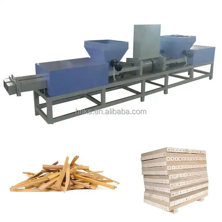 Electric hot press machine wood pallet block production line/Wooden sawdust recycling wood pallet feet making machine