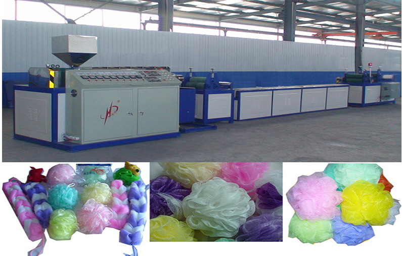 Top quality PE plastic mesh sponge bath pouf shower ball making machine