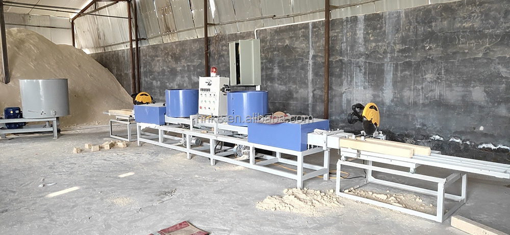 Electric hot press machine wood pallet block production line/Wooden sawdust recycling wood pallet feet making machine