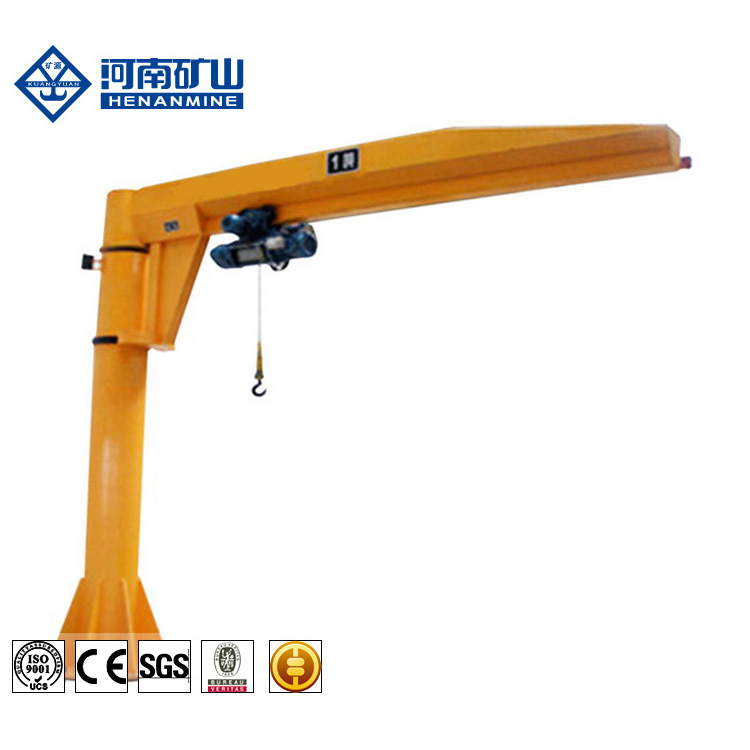 3Tons 5m Floor Mounted Column Swing Jib Crane with Electric Wirerope Hoist