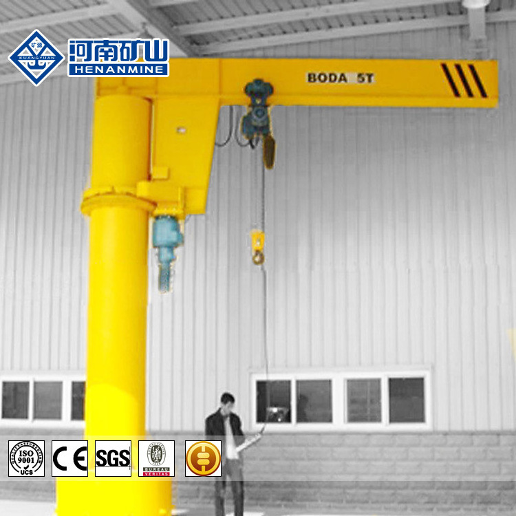 3Tons 5m Floor Mounted Column Swing Jib Crane with Electric Wirerope Hoist