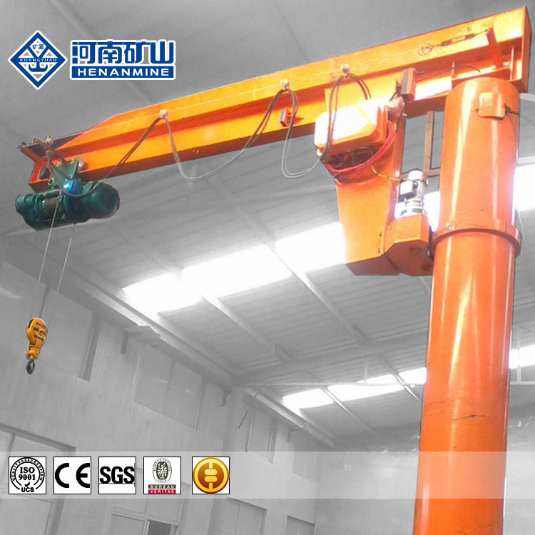 3Tons 5m Floor Mounted Column Swing Jib Crane with Electric Wirerope Hoist