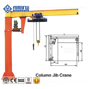 3Tons 5m Floor Mounted Column Swing Jib Crane with Electric Wirerope Hoist