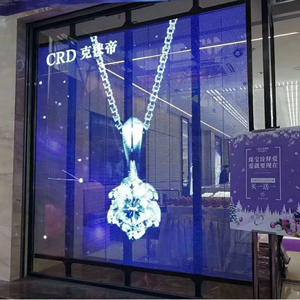 Display Thin Panel Film Screen. Video Wall Glass Advertising Transparent Led Screen