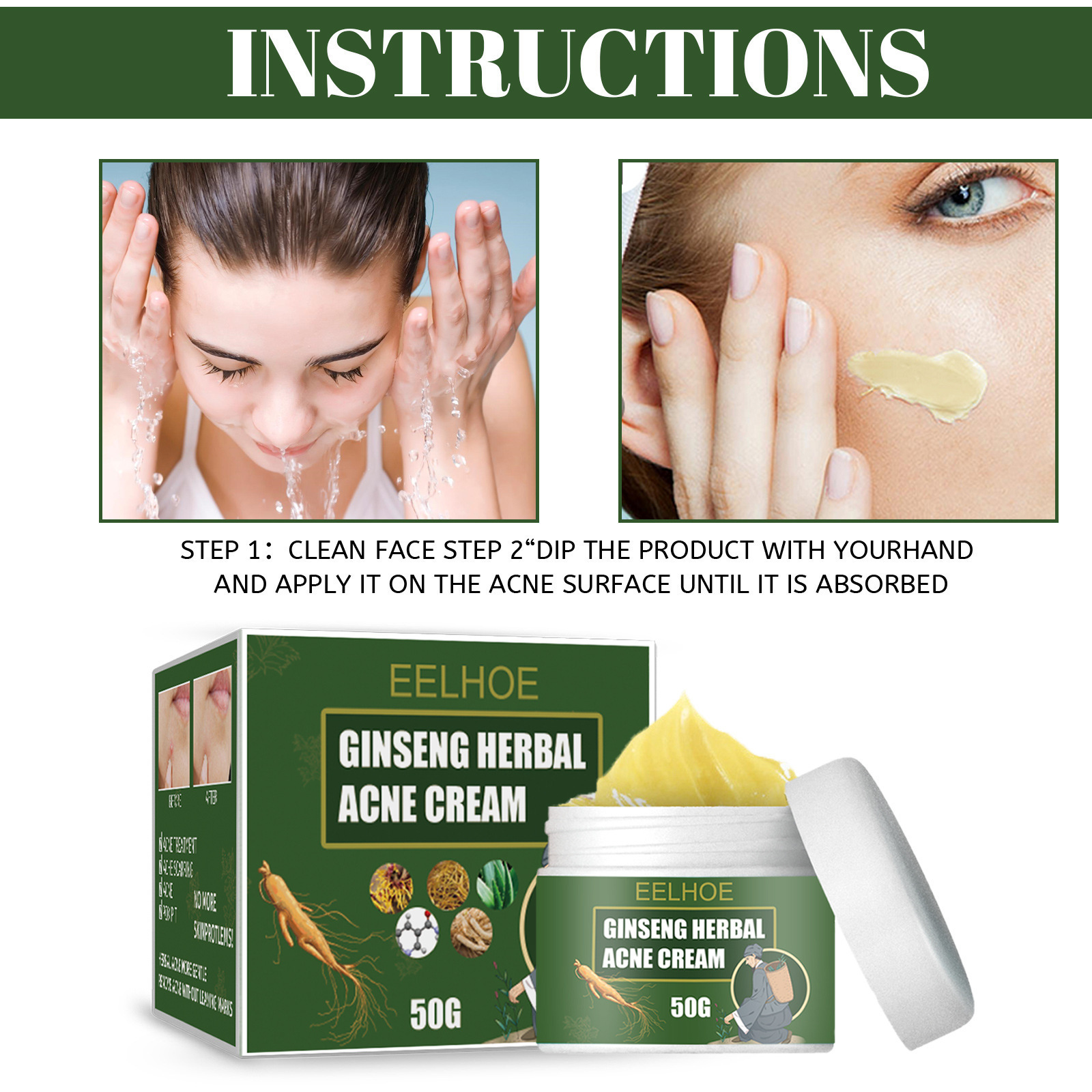 Herbal acne cream thailand face cream papaya whitening face cream  Dispel acne and fade acne marks