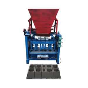 Custom combination size molds to produce four 8-inch and one 5-inch hollow bricks. With hopper.Block making machine