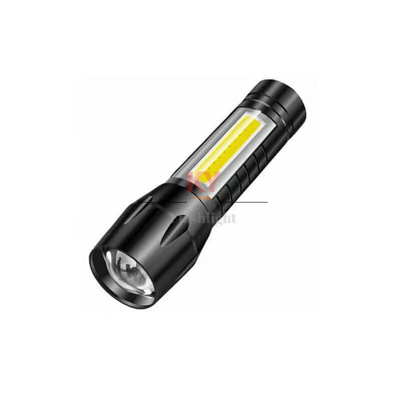 KY Portable mini COB Tactical Torch,Zoomable Torch Waterproof LED USB rechargeable Flashlight