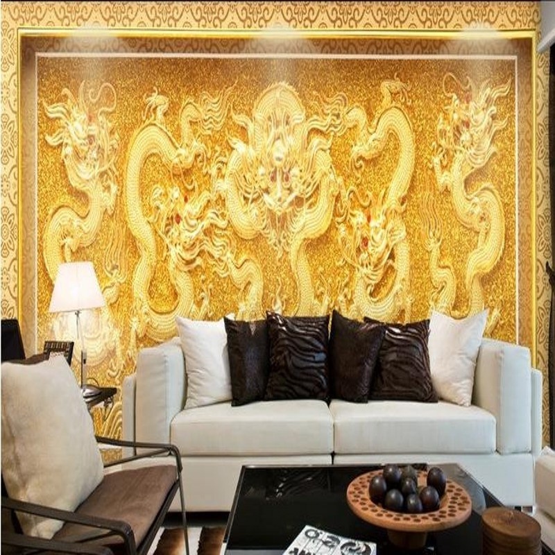 Wallpaper In Saudi Arabia Custom Mural Large Golden Dragon Foam Wallpaper 3d Acoustic Wallpaper