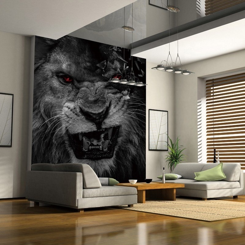 Wallpaper Thickness 3D Lion Mural Bar KTV Creative Space 3d Wallpaper Walls Self Adhesive Vinyl Wallpaper Rolls