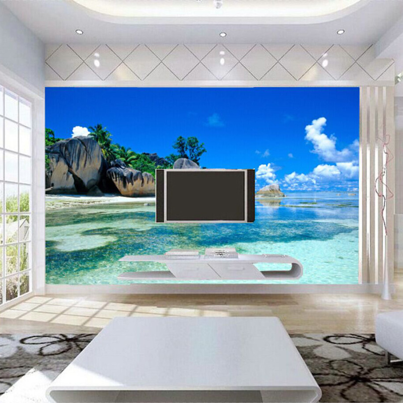 Custom Mural Wallpaper 3D Ocean Sea Beach Photo Background Non-woven Wallpaper For Bedroom Living Room Wall Painting Home Decor