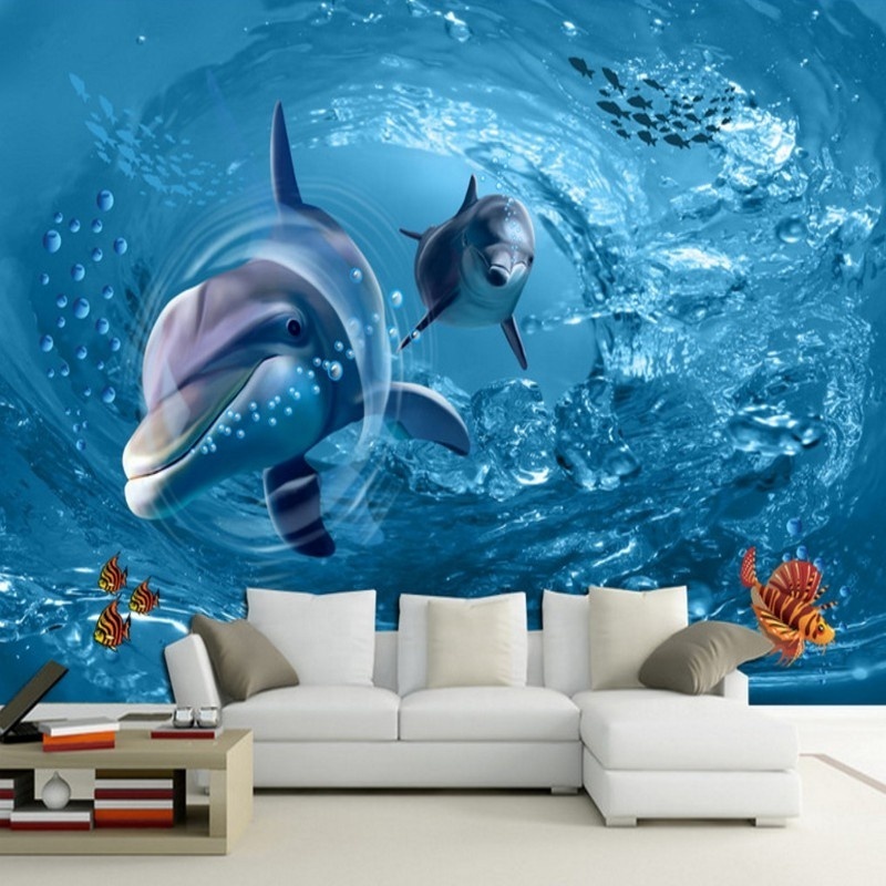 Photo Wallpaper 3d Underwater World Dolphin Mural Beautiful Children'S Room Wallpaper 5d Wallpaper World