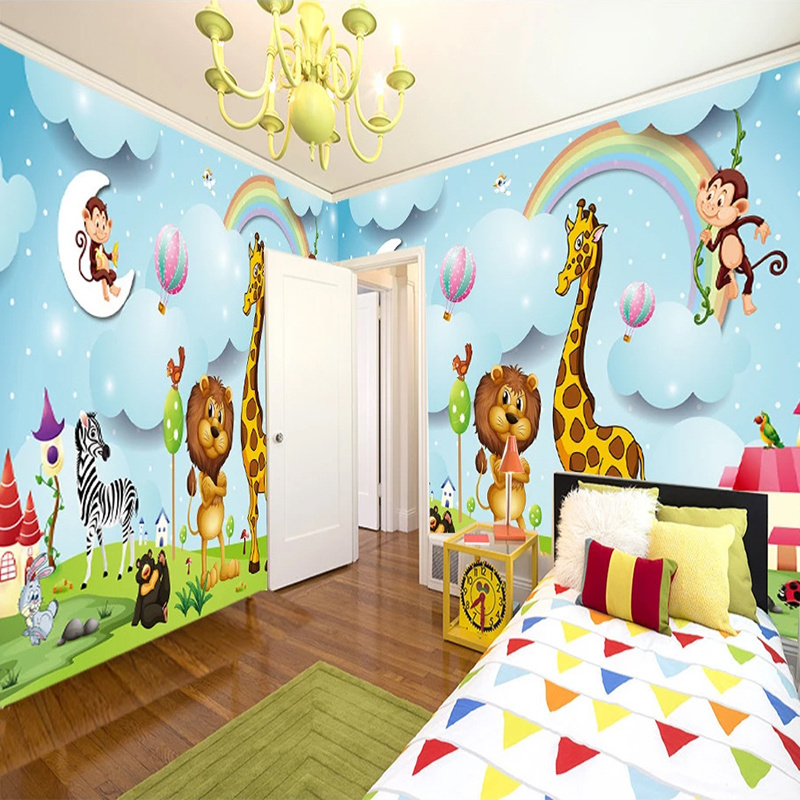 Cartoon Animal Photo Wallpaper Boys Girls Children Room Bedroom Background Wall Painting Wallpaper Custom Mural 3D for Kids Room