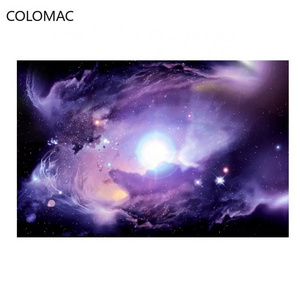 Colomac Custom 3D Purple Fantasy Starry Sky Background Wallpaper KOL Hotel Galaxy Themed Mural Ceiling Stickers