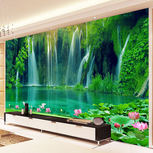 Custom Photo Wall Paper 3D Waterfall Landscape Painting Living Room TV Backdrop Mural Non-woven Fabric Wall Covering Wallpaper