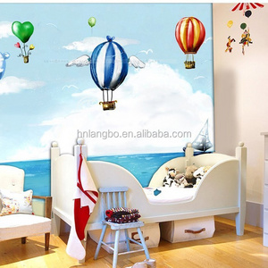 children's room nursery background wallpaper cartoon hot air balloon wallpaper mural