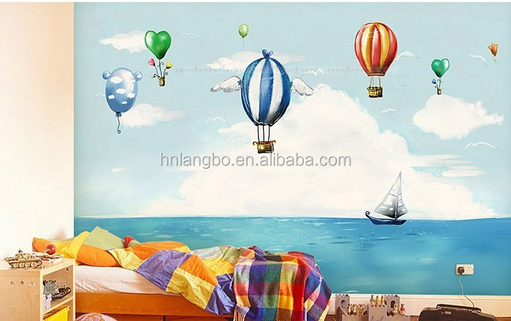 children's room nursery background wallpaper cartoon hot air balloon wallpaper mural