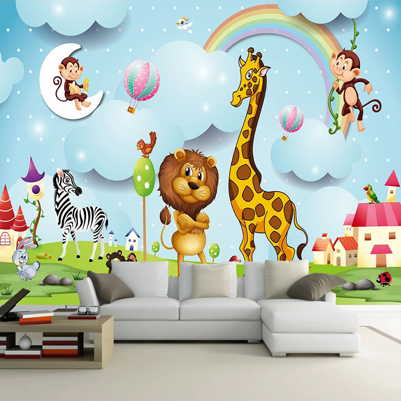 Cartoon Animal Photo Wallpaper Boys Girls Children Room Bedroom Background Wall Painting Wallpaper Custom Mural 3D for Kids Room