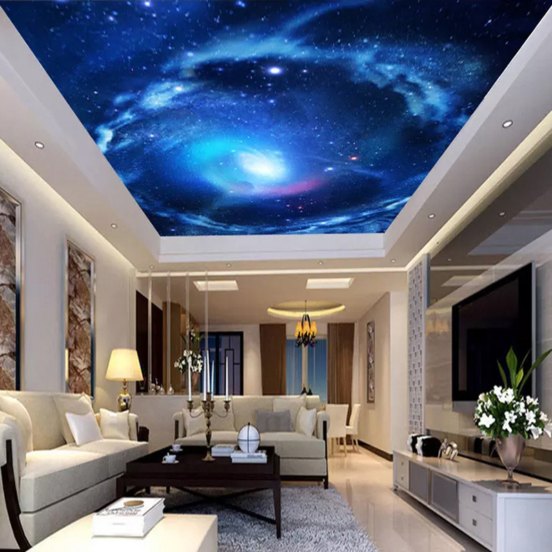 Custom 3D Photo Wallpaper For Living Room Bedroom Ceiling Decoration Mural Universe Starry Sky Ceiling Fresco Wall Mural Paper