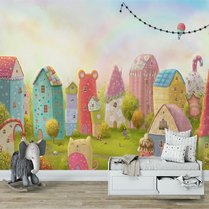 Custom 3D Photo Wallpaper Cartoon House Castle Children Room Bedroom Background Wall Painting Baby Princess Room Decor Mural