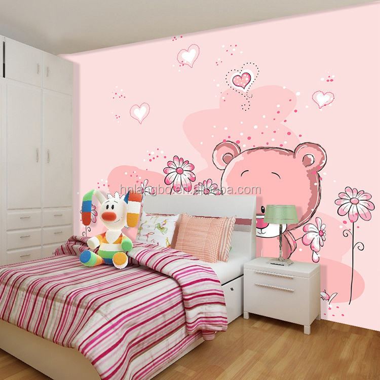 personalized wallpaper girl room wallpaper factory pink wallpaper 3D cartoon princess room mural