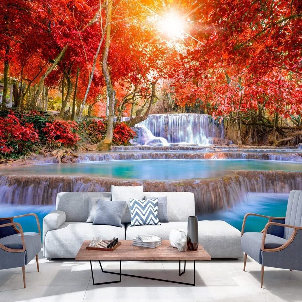 Custom Any Pictures 3D Mural Rainbow Waterfall Forest Wallpaper Landscape Living Room Bedroom Decoration Murals Room Decor