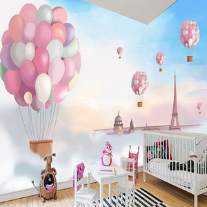 Custom 3D Poster Wallpaper Cartoon Children Room Decoration Pink Hot Balloon Wall Mural Wall Paper Girls Bedroom Wallpaper Print