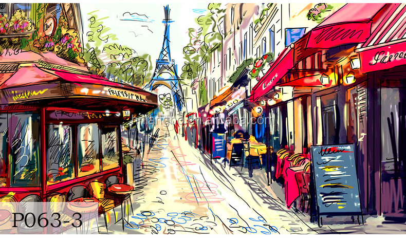 3D graffiti Paris street scenery mural children room bedroom sofa cafe restaurant wallpaper mural