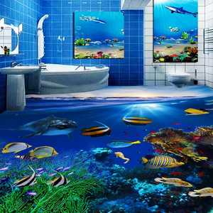 Oceanic Underwater World KTV Floor Wallpaper Bedroom Hotel Bar Floor Stickers Italian floor stickers