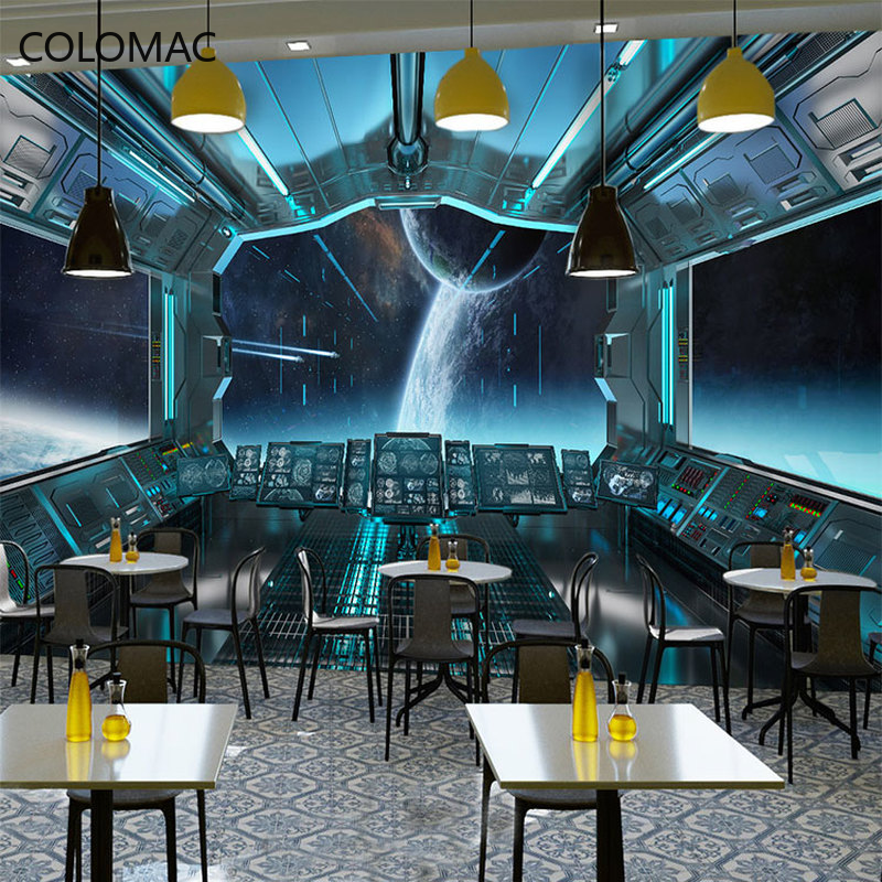 Colomac Custom 3D Sci-Fi Space Capsule Wallpaper Starry Sky Office Hotel Museum Mural Living Room Bedroom Decor