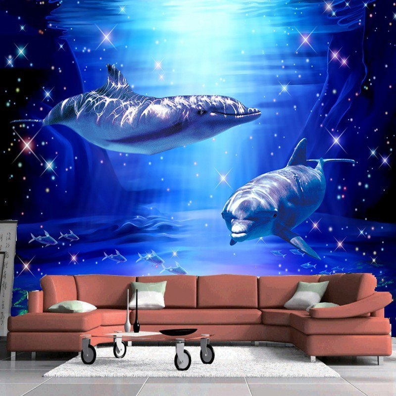 Underwater World Dolphin Wallpaper For Kindergarten Christmas Wallpaper Customised Wallpaper