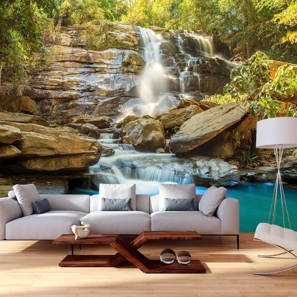 Custom Any Pictures 3D Mural Rainbow Waterfall Forest Wallpaper Landscape Living Room Bedroom Decoration Murals Room Decor