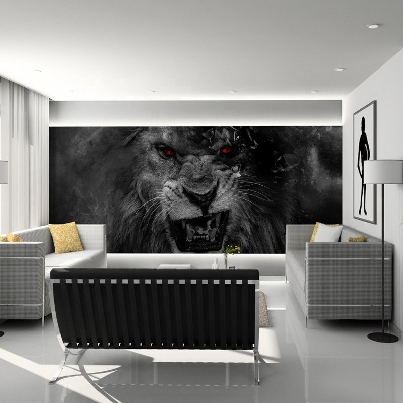 Wallpaper Thickness 3D Lion Mural Bar KTV Creative Space 3d Wallpaper Walls Self Adhesive Vinyl Wallpaper Rolls