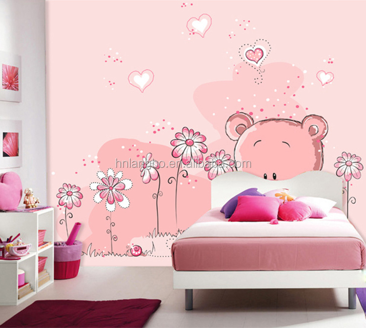 personalized wallpaper girl room wallpaper factory pink wallpaper 3D cartoon princess room mural