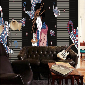 Handmade Mural Beauty Japanese Ladies Mural Wallpaper Art Deco Grey Brick Wallpaper 3d Wallpaper Malaysia