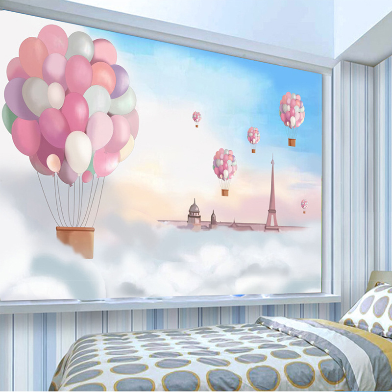 Custom 3D Poster Wallpaper Cartoon Children Room Decoration Pink Hot Balloon Wall Mural Wall Paper Girls Bedroom Wallpaper Print