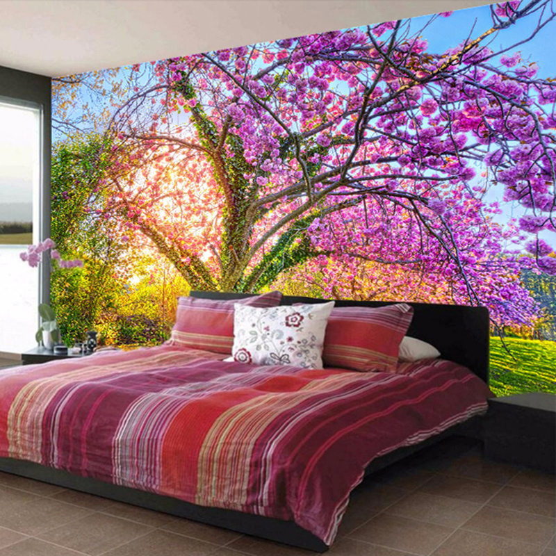 Custom Wall Mural Wallpaper Cherry Blossom Tree 3D Floral Wall Painting Paper Home Decor Living Room Bedroom TV Background Photo