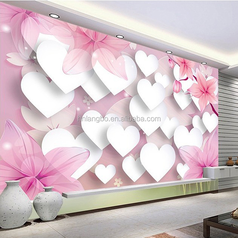 Princess children's room wallpaper pink romantic wedding room decoration wallpaper mural