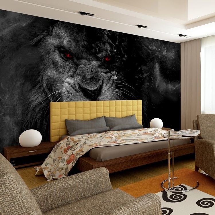 Wallpaper Thickness 3D Lion Mural Bar KTV Creative Space 3d Wallpaper Walls Self Adhesive Vinyl Wallpaper Rolls